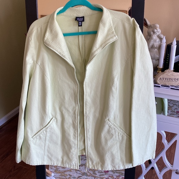 EILEEN FISHER lime green jacket - Picture 2 of 11